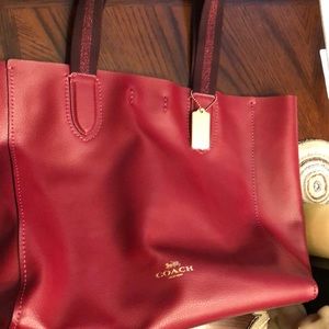 Coach large Derby Tote Red Pebble Leather